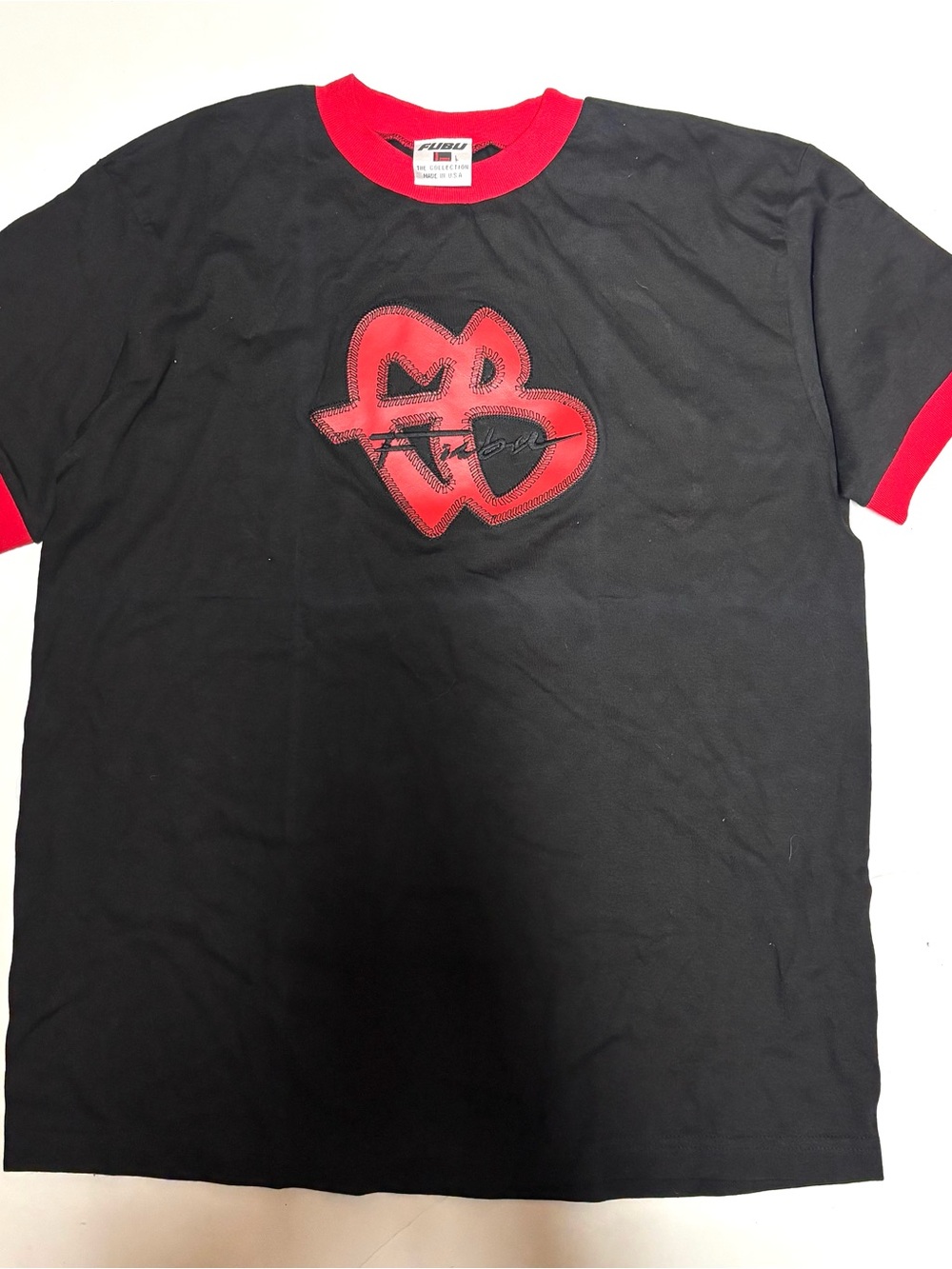 FUBU Black Tee with Red Logo & Trim